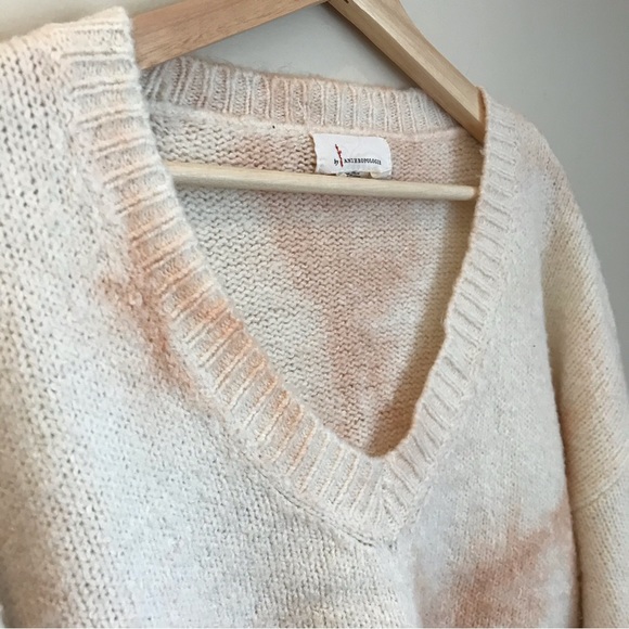 Anthropologie cream and pink oversized sweater - Picture 3 of 9